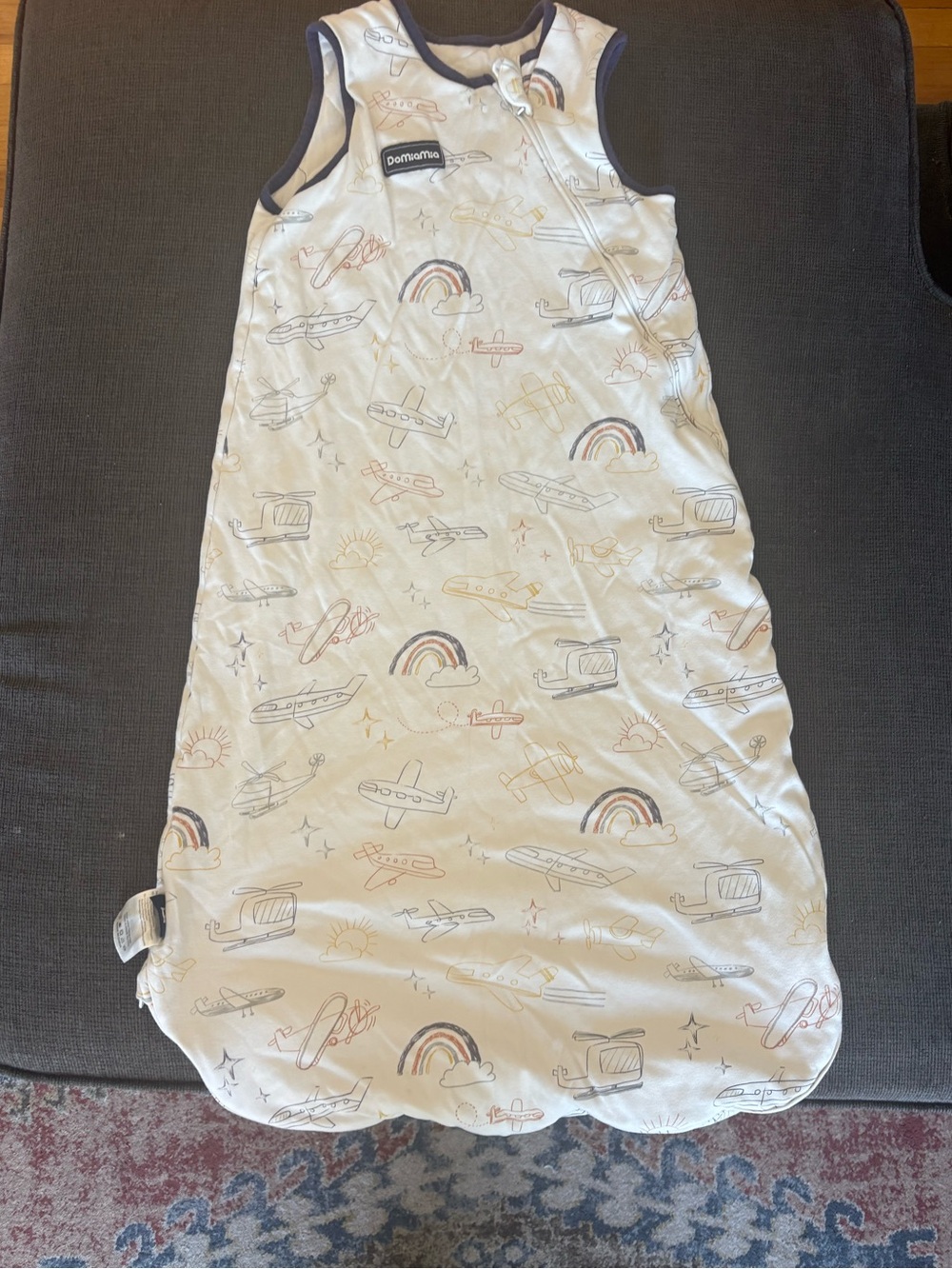 Domiamia XXL sleep sack - Cream Airplane & Rainbow Print